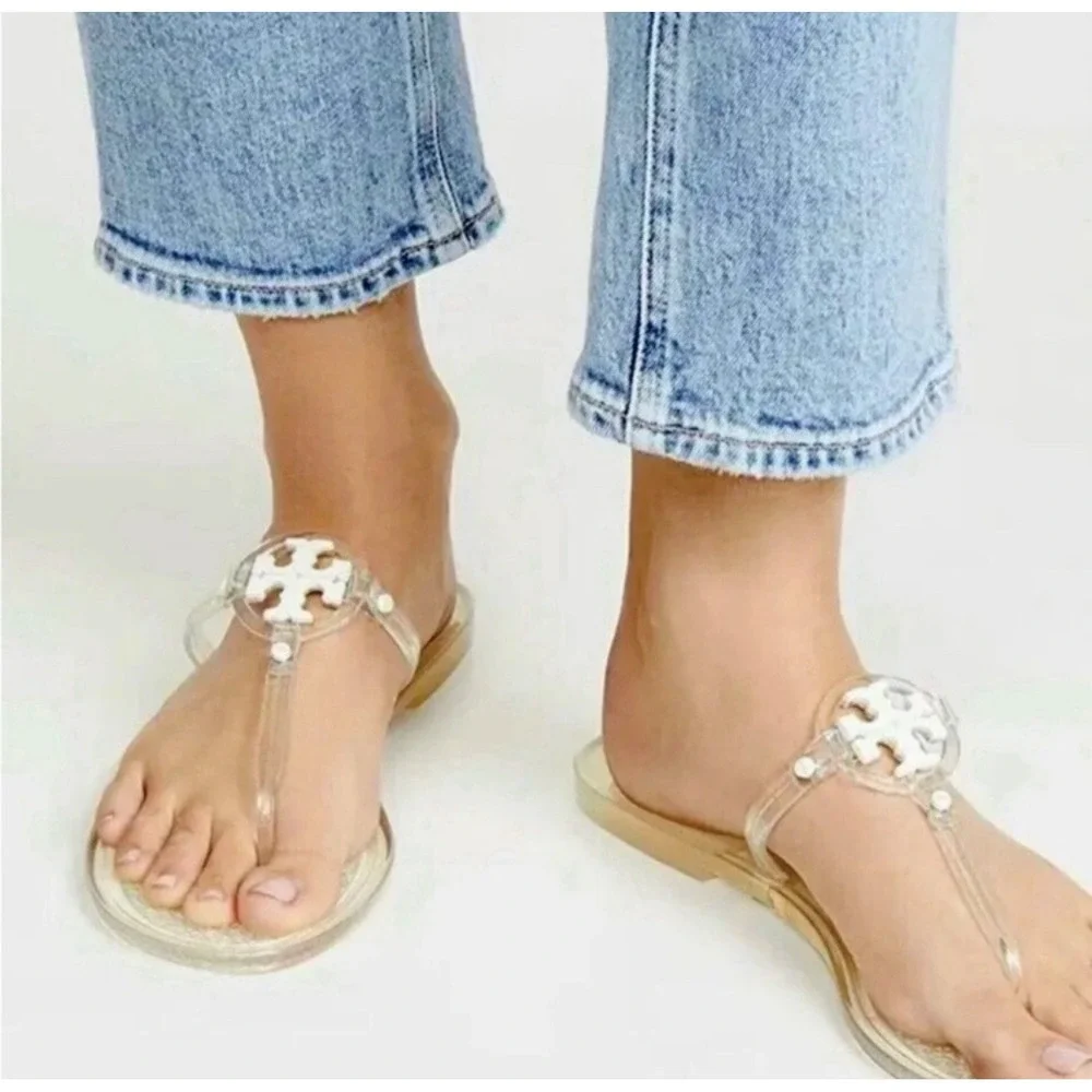 Tory Burch Mini Miller Thong Sandals Clear Yellow Jelly Flip Flops Size 6  S3‎